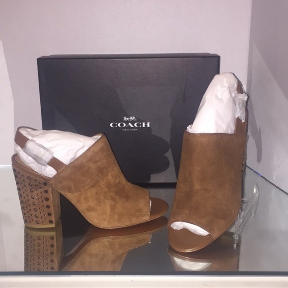 NEW Coach "Drew" brown suede w/ leather trim - Picture 2 of 3